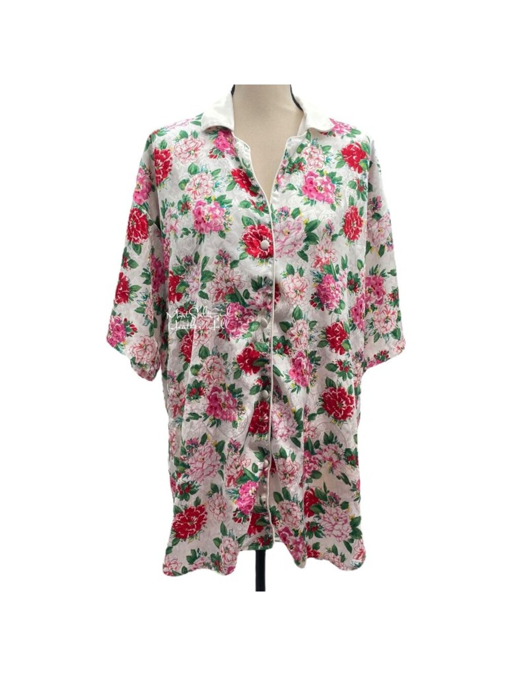 Victoria's Secret Vintage 90's Gold Label Silky Floral Button Front Nightshirt